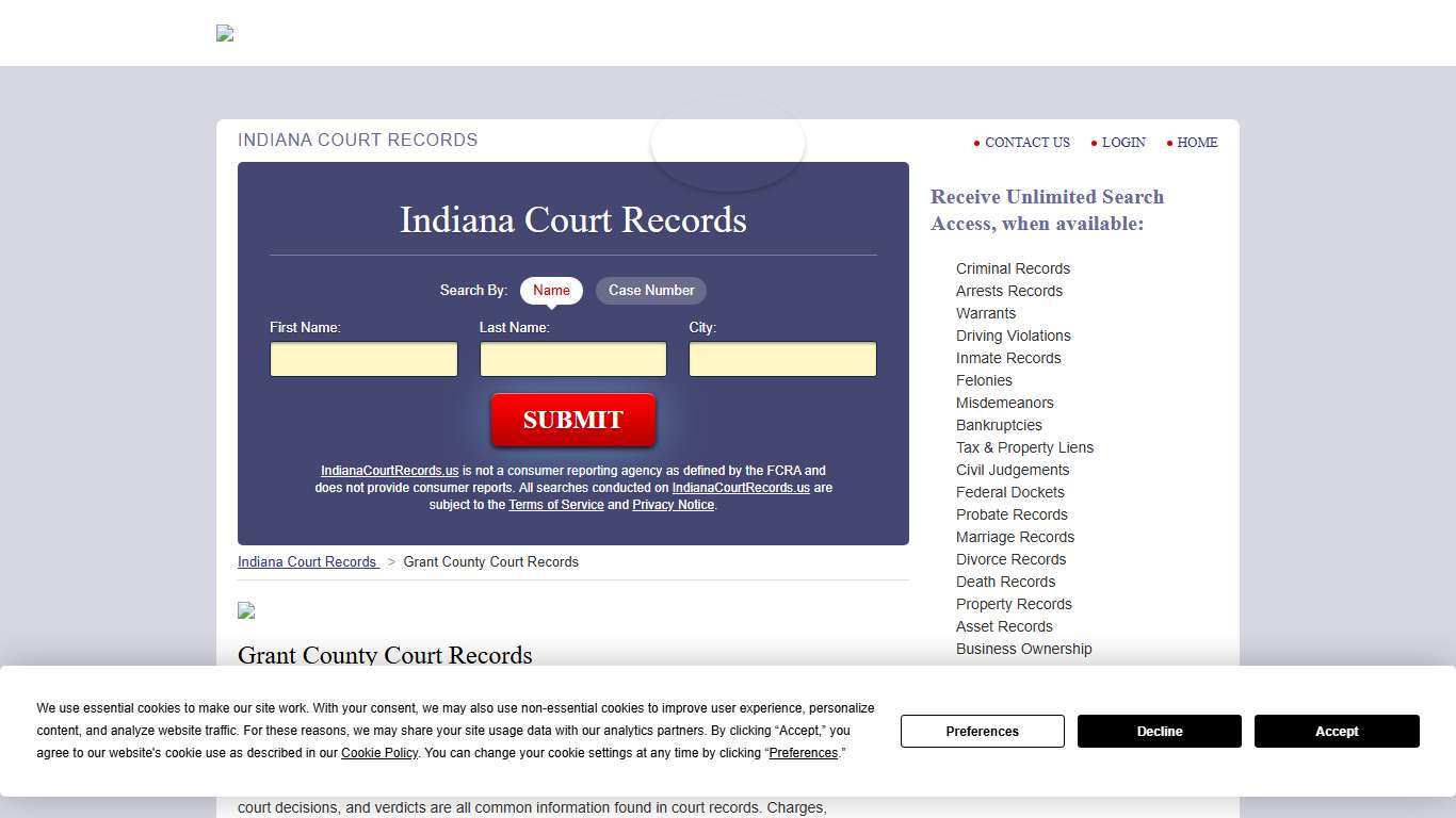 Grant County Court Records | IndianaCourtRecords.us