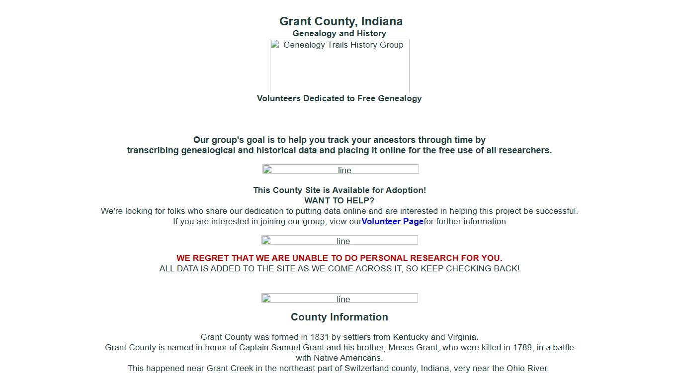 Grant County Indiana Family Records for Researching Ancestry