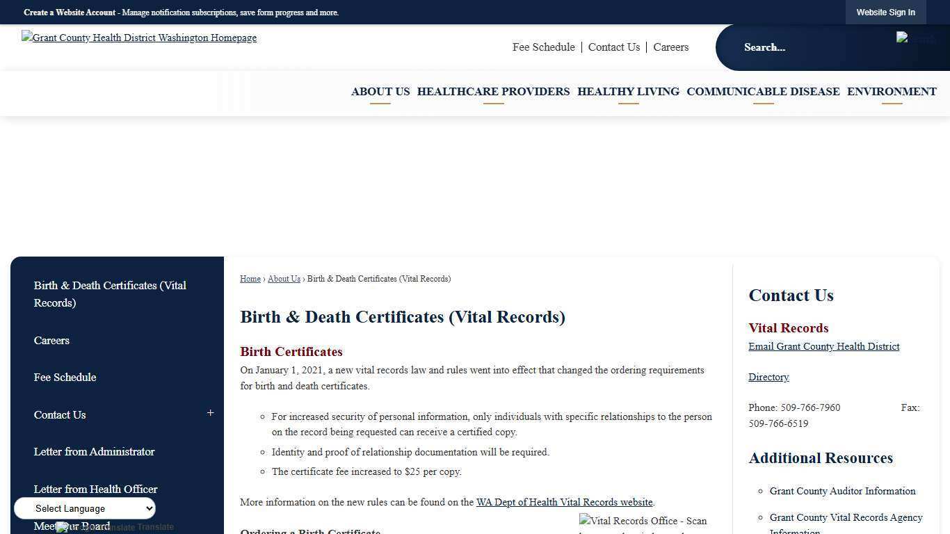 Birth & Death Certificates (Vital Records) | Grant County Health District, WA